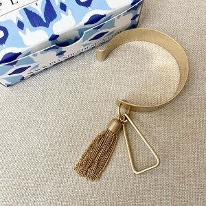 Gold Cuff Bracelet with Tassel